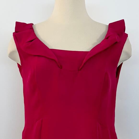 Valentino Silk Sheath Dress Ruffle Raspberry Pink | Fits like Medium - Picture 4 of 13